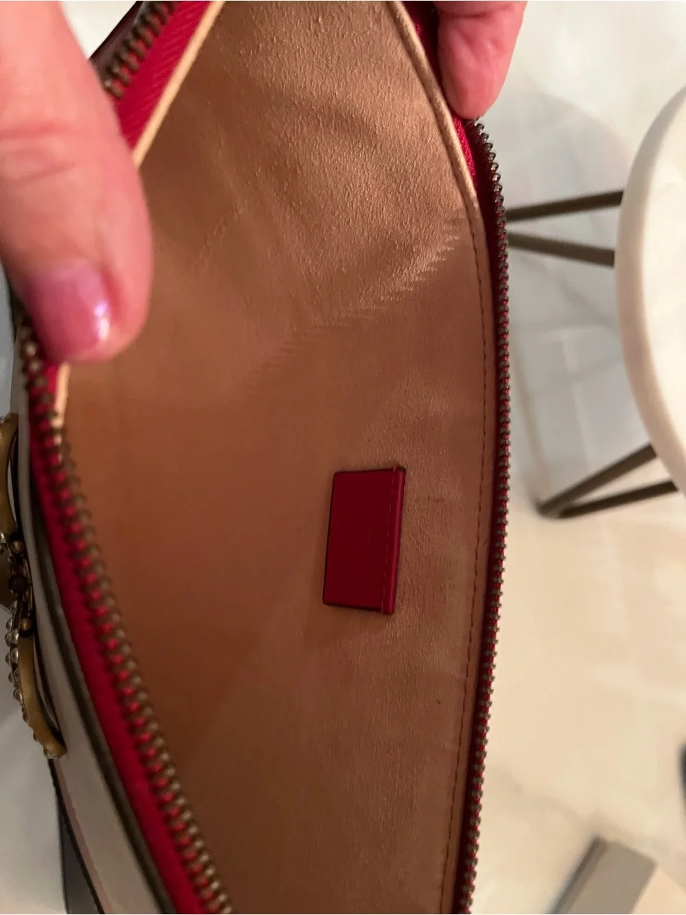 Gucci Large Leather Wristlet in White, Red, Navy Blue (Queen Margaret)